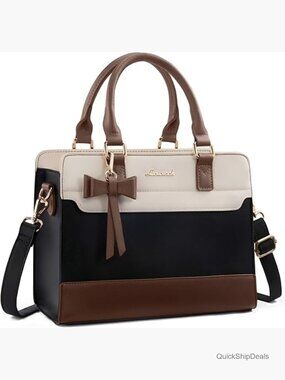 PU Leather Satchel Tote Handbag with Zipper - Top Handle & Crossbody